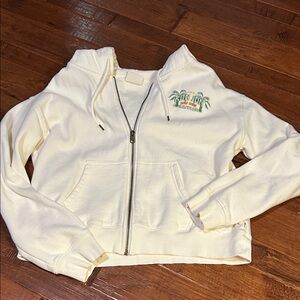 Rip Curl/Ron Jon Cream Full-Zip Hoodie with Graphic